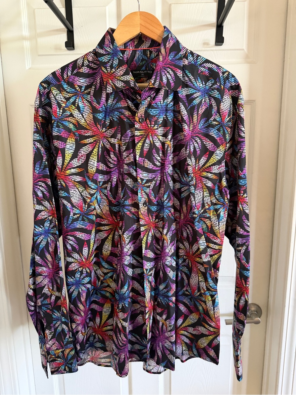 Masutto Neon Geometric Floral Button Down Shirt 2XL - NWOT